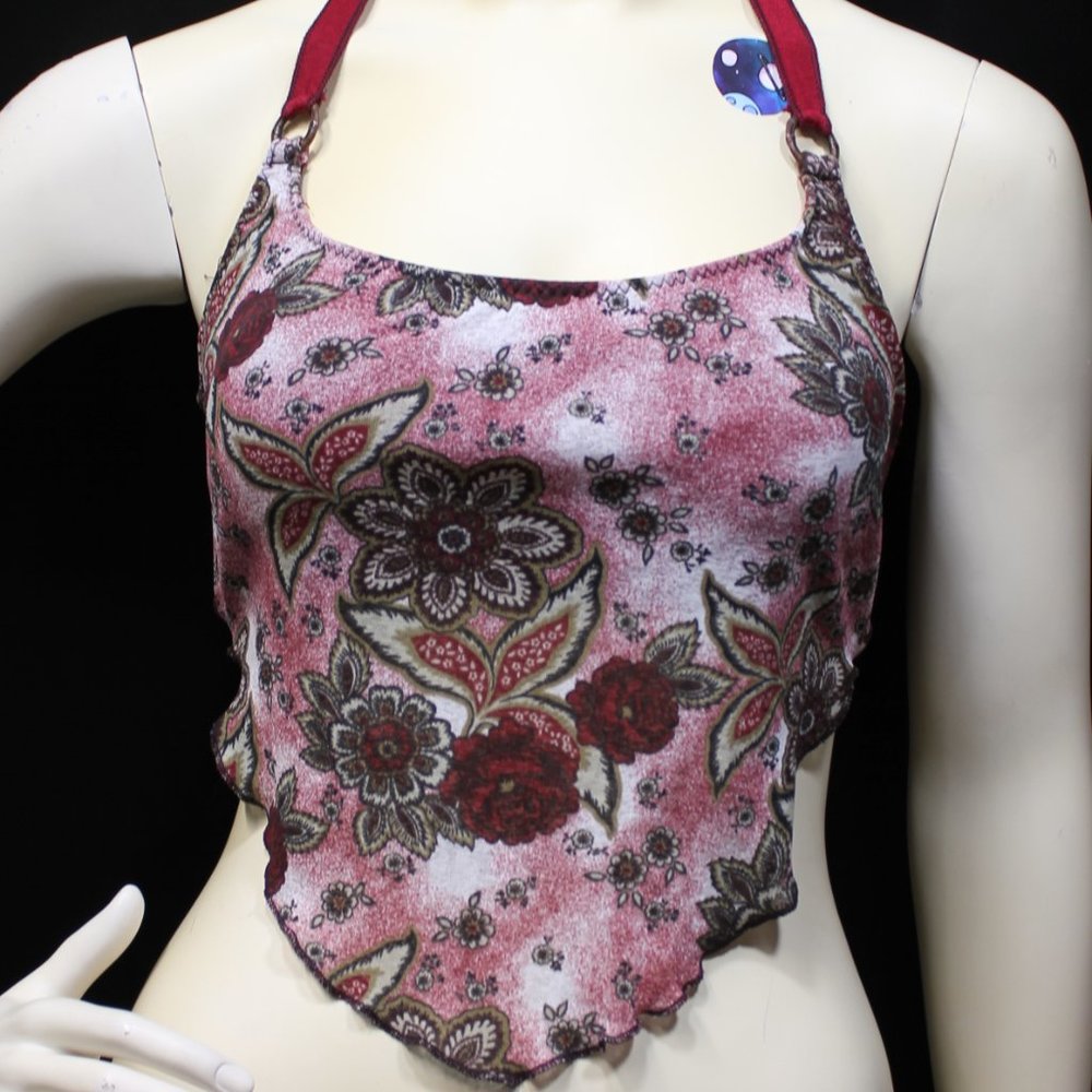 BECCA Bikini Top Great Burgundy Paisley Print Size Med